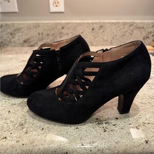 Black Suede-Look Booties Size 7.5